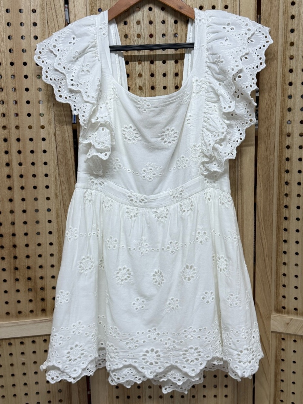 Lulus White Eyelet Flutter Sleeve Mini Dress Cottagecore Romantic XL